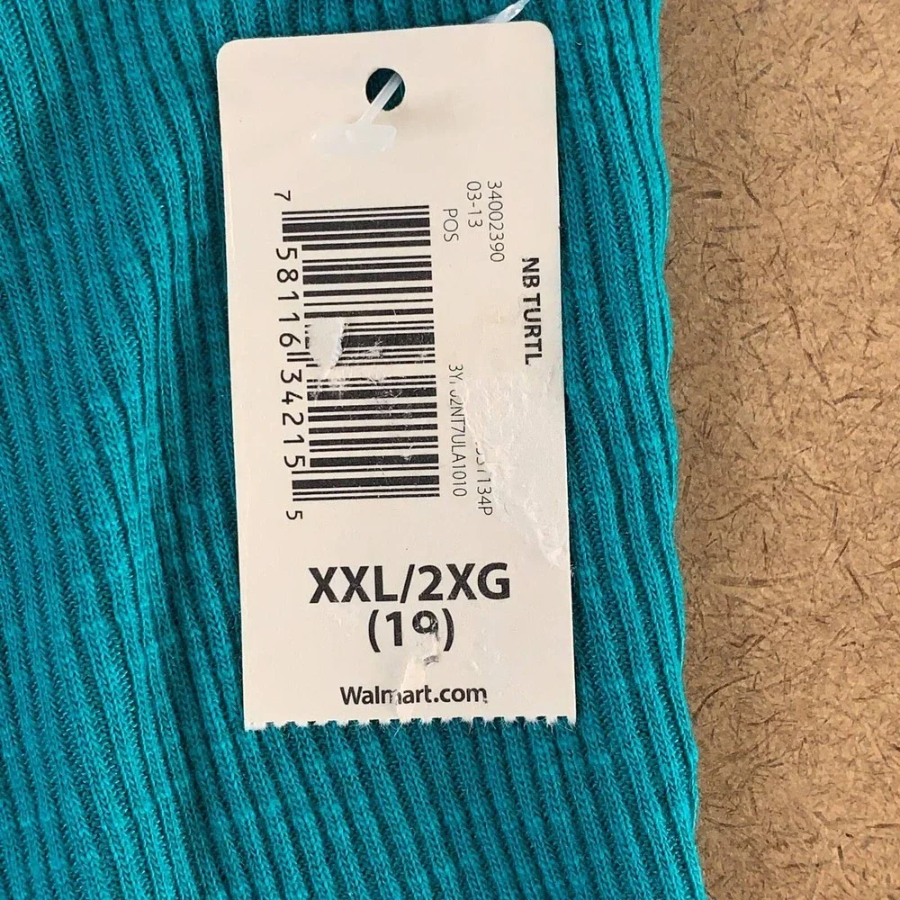 Pullover Sweater Womens Blue 3/4 Sleeve Turtleneck Ruched Knit Juniors XXL New - Picture 8 of 9